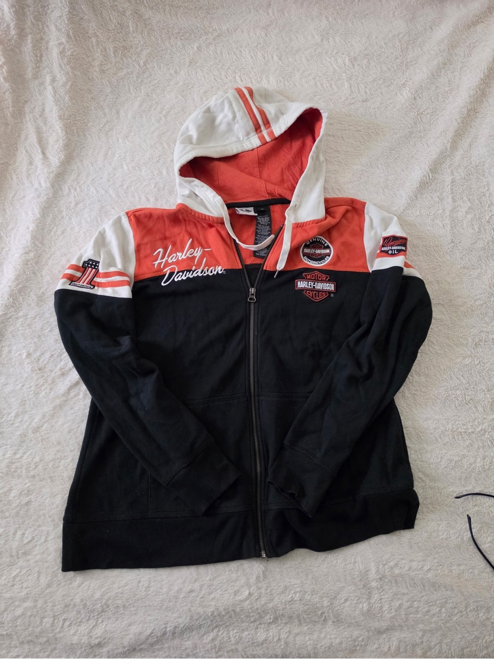 Harley-Davidson Black, Red & White Colorblock Zip Hoodie